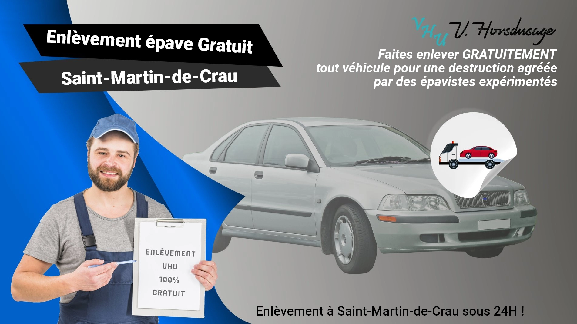 Pour un enlèvement gratuit à Saint-Martin-de-Crau, contactez nos épavistes agréé VHU