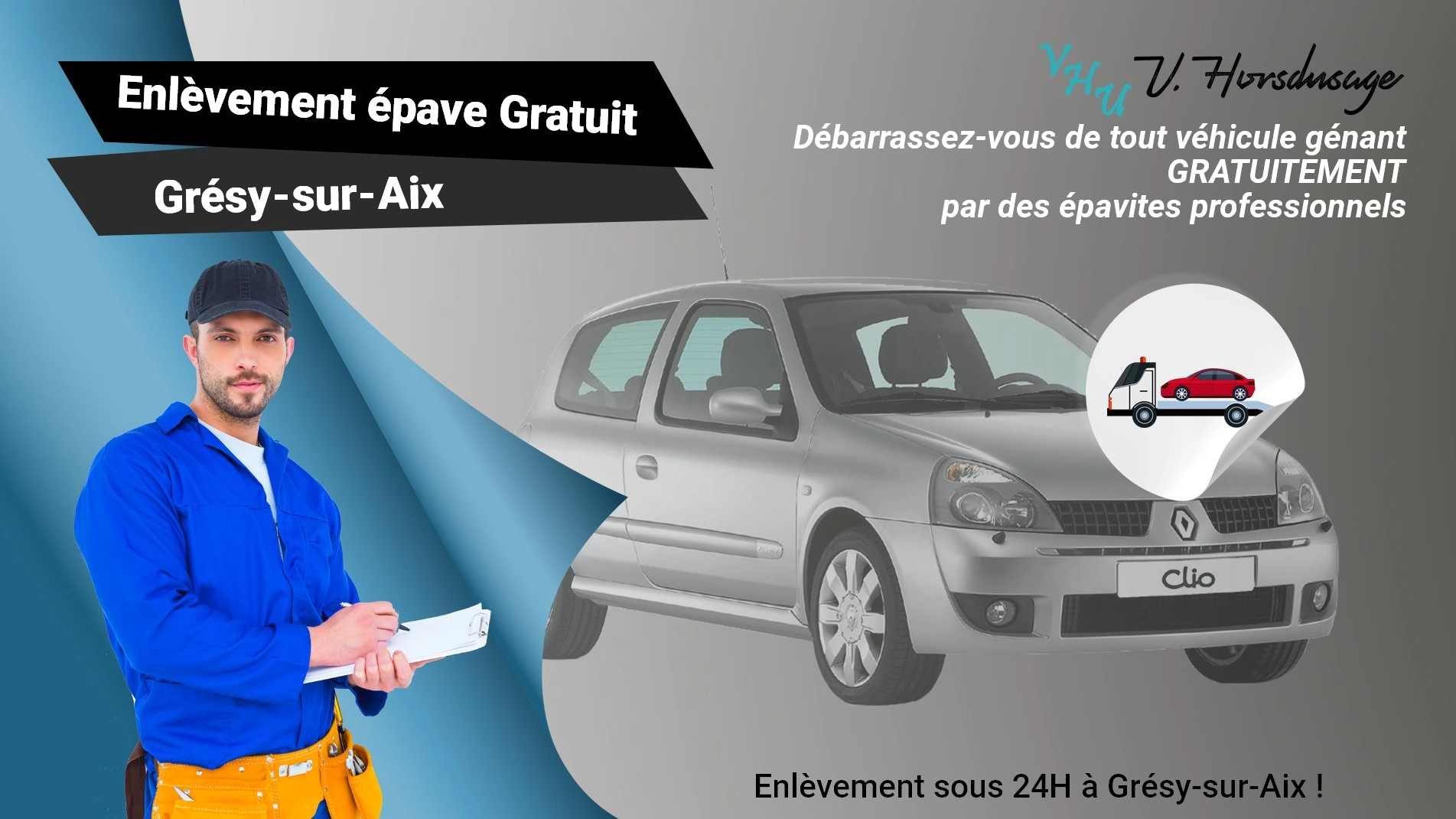 Pour un enlèvement gratuit à Grésy-sur-Aix, contactez nos épavistes agréé VHU