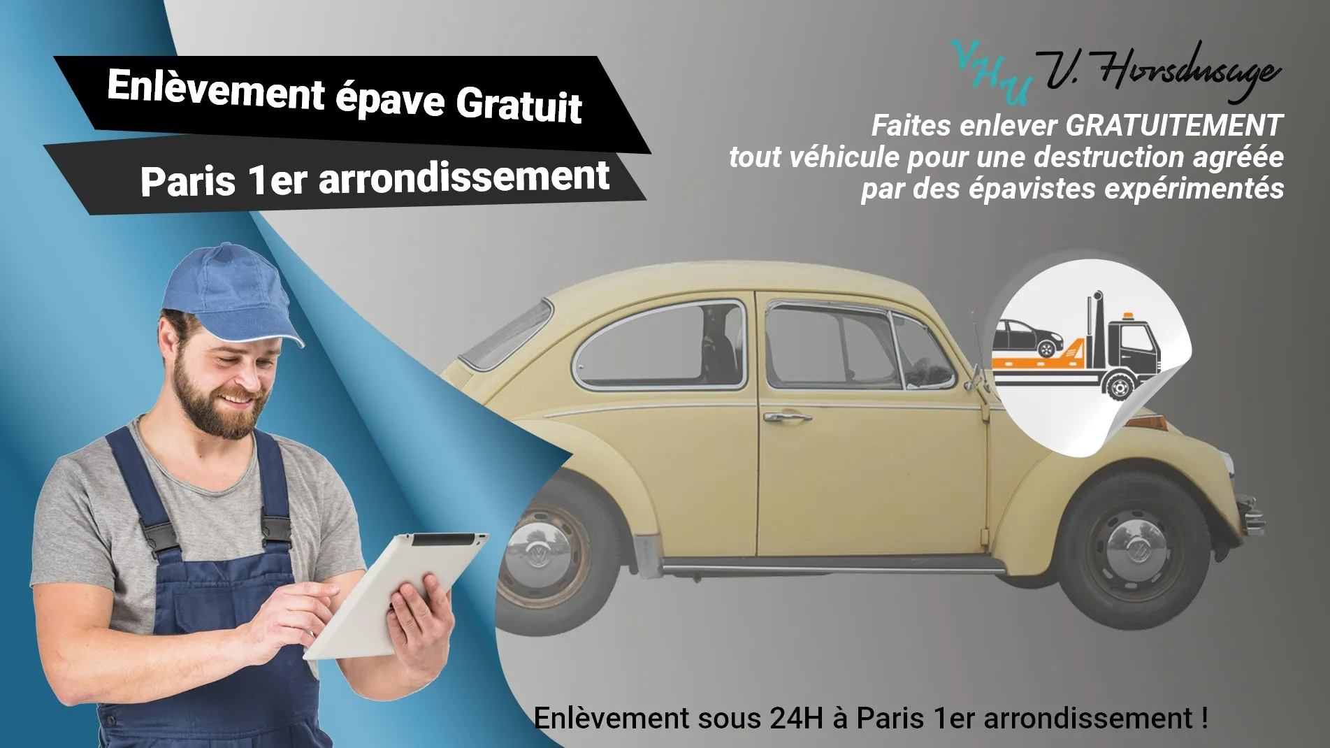 Pour un enlèvement gratuit à Paris 1er arrondissement, contactez nos épavistes agréé VHU