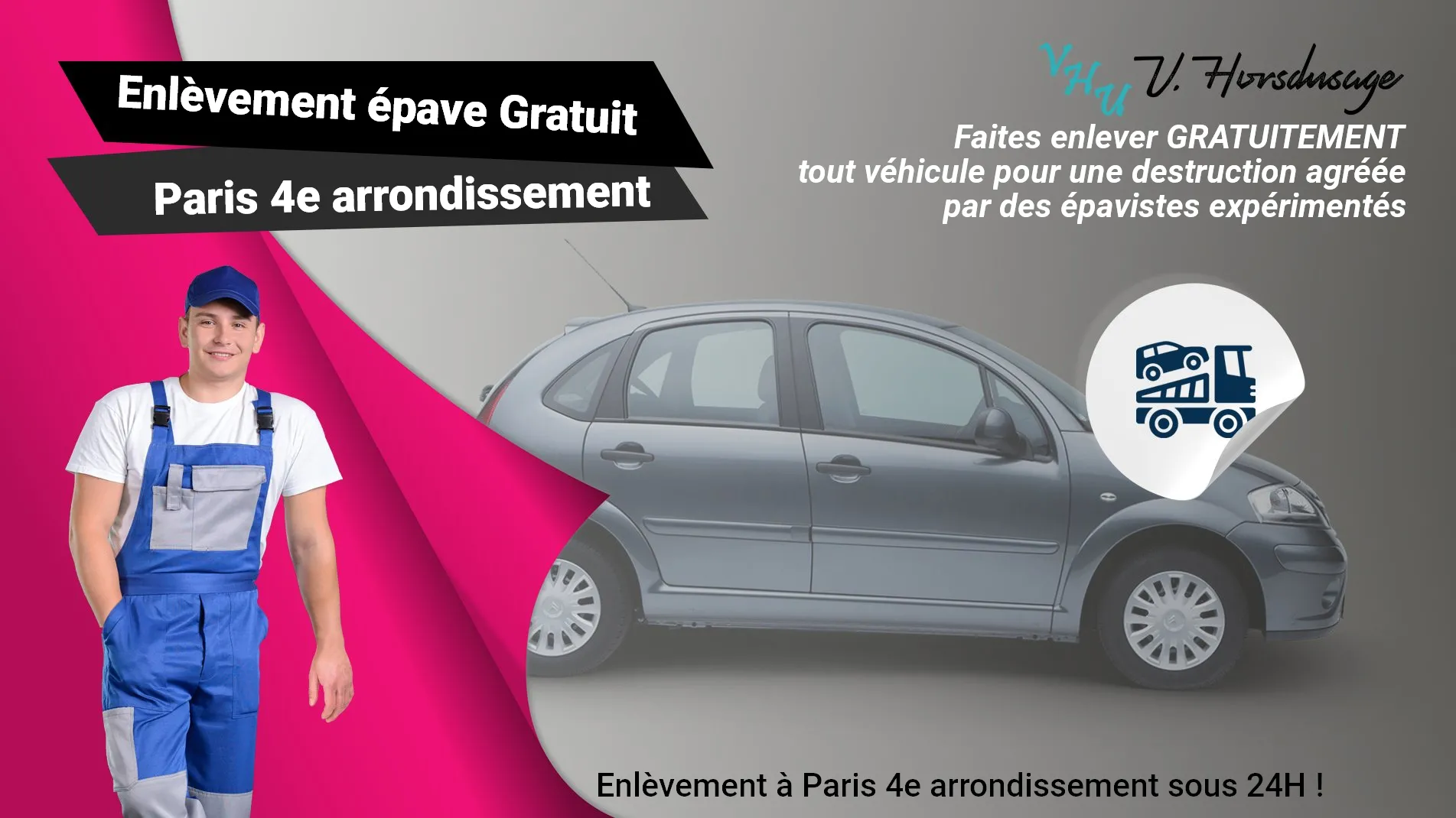 Pour un enlèvement gratuit à Paris 4e arrondissement, contactez nos épavistes agréé VHU