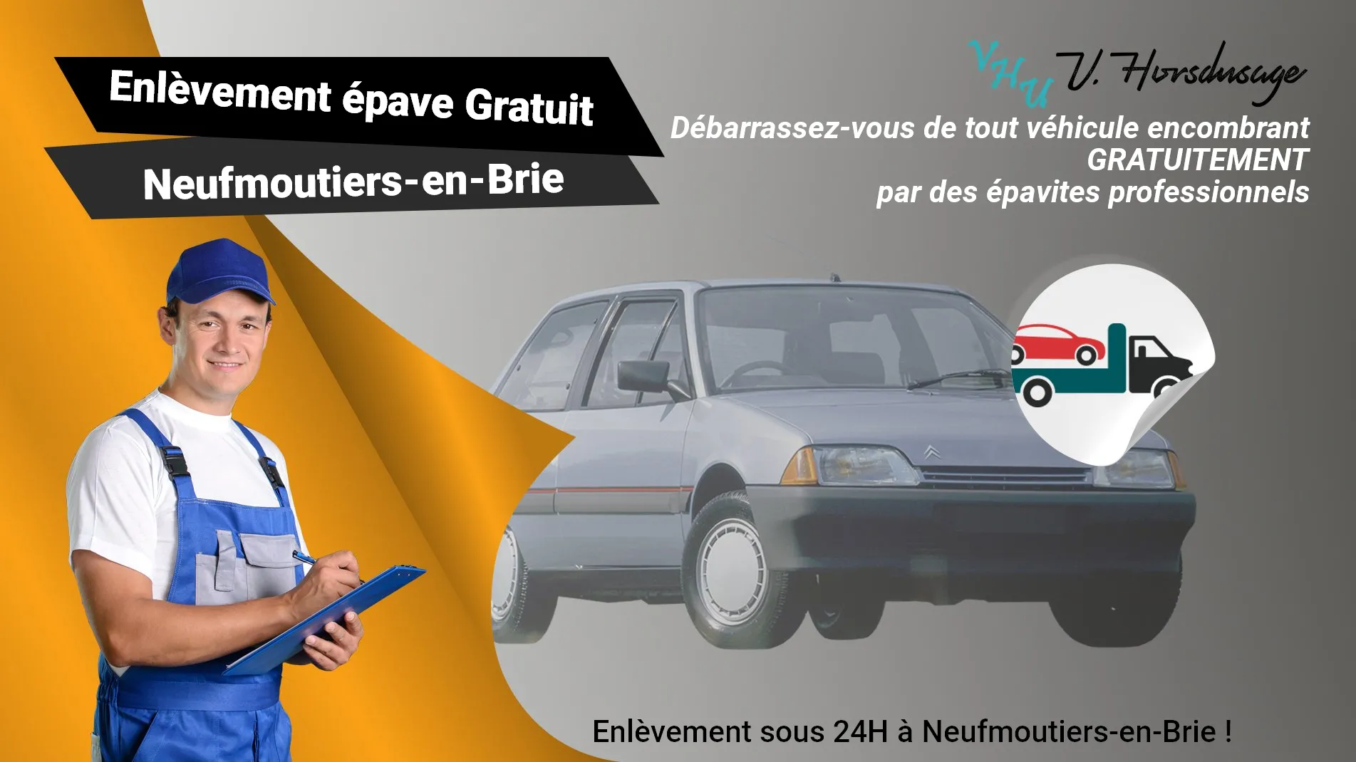 Pour un enlèvement gratuit à Neufmoutiers-en-Brie, contactez nos épavistes agréé VHU