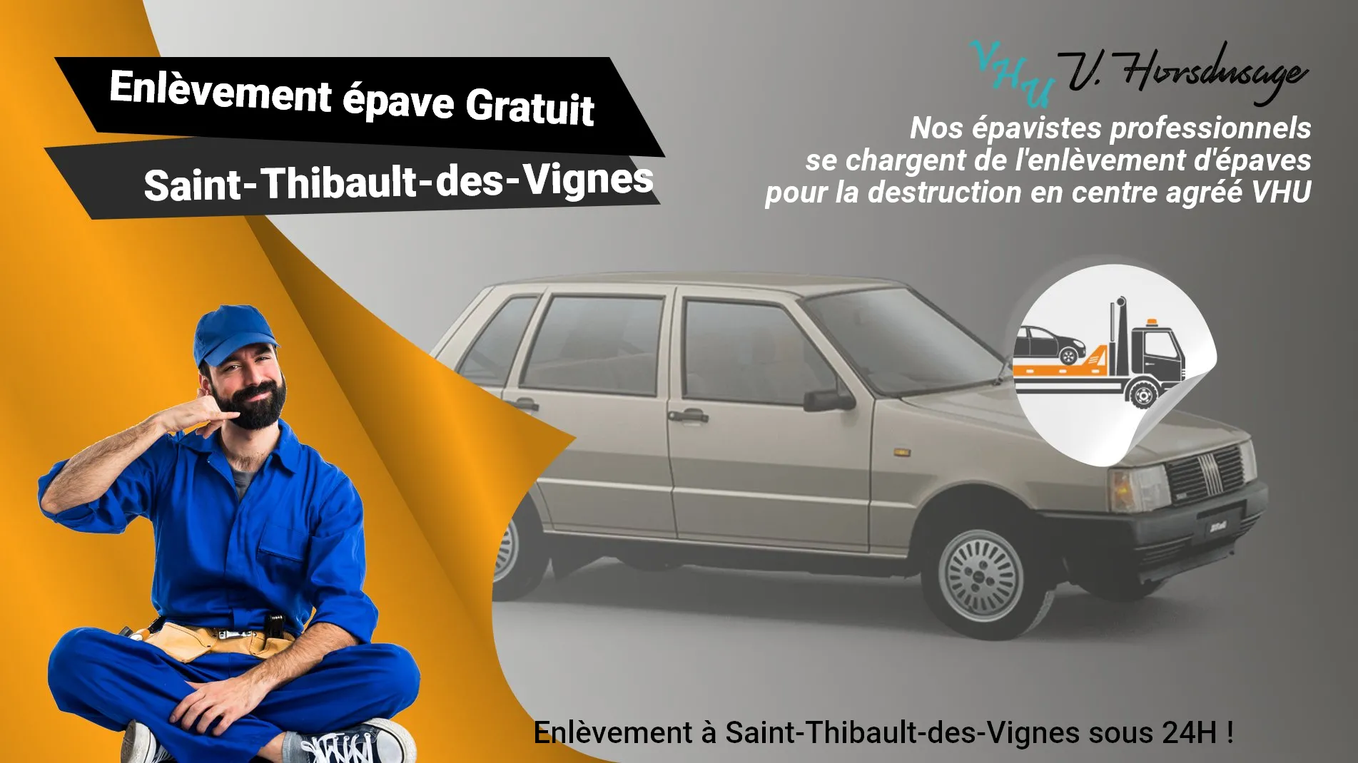 Pour un enlèvement gratuit à Saint-Thibault-des-Vignes, contactez nos épavistes agréé VHU