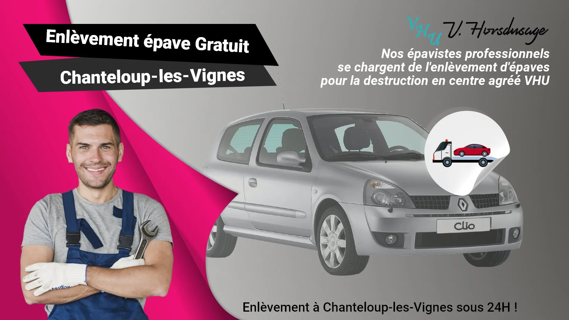 Pour un enlèvement gratuit à Chanteloup-les-Vignes, contactez nos épavistes agréé VHU