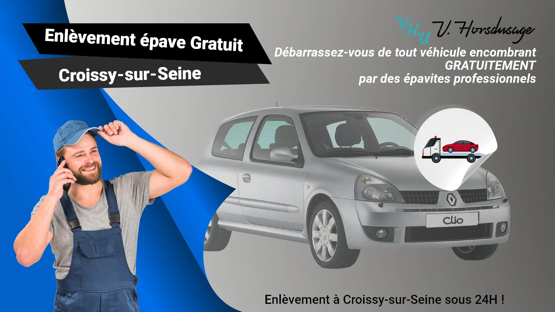 Pour un enlèvement gratuit à Croissy-sur-Seine, contactez nos épavistes agréé VHU