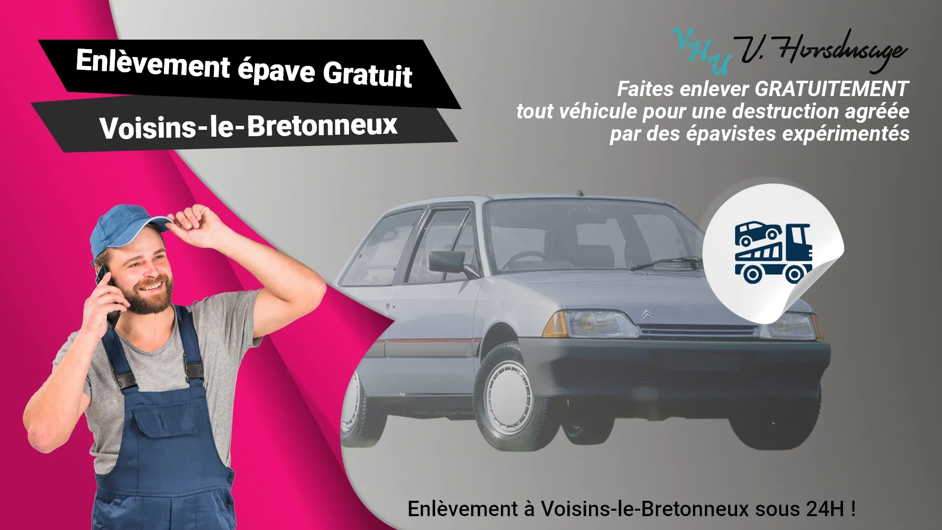 Pour un enlèvement gratuit à Voisins-le-Bretonneux, contactez nos épavistes agréé VHU