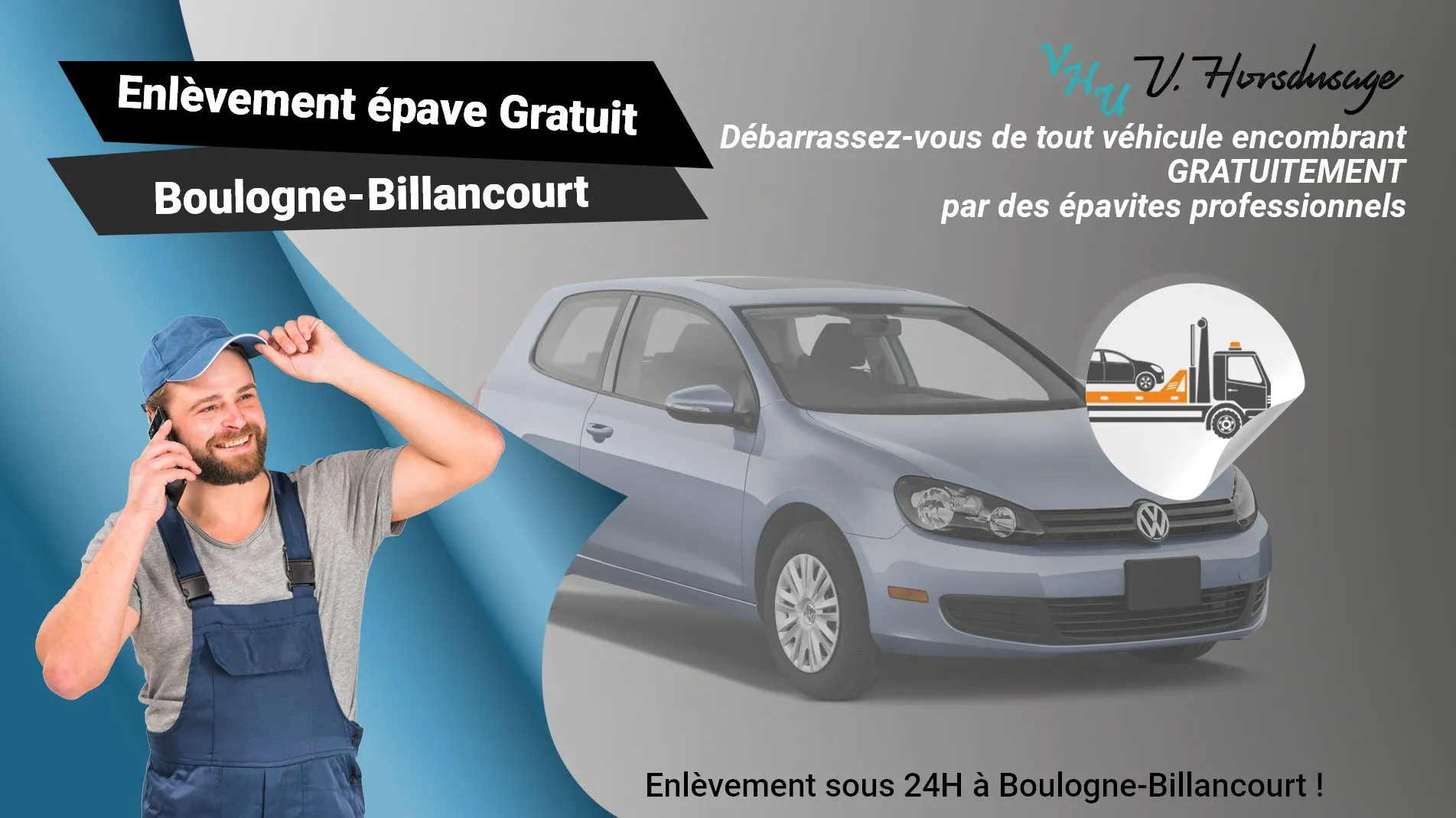 Pour un enlèvement gratuit à Boulogne-Billancourt, contactez nos épavistes agréé VHU