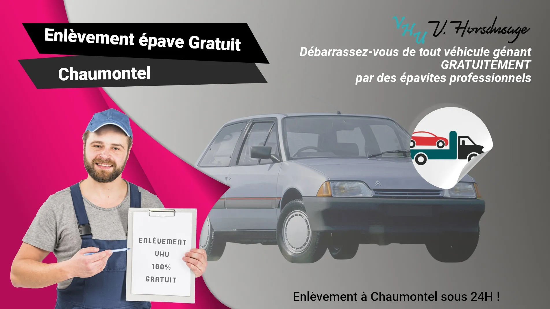 Pour un enlèvement gratuit à Chaumontel, contactez nos épavistes agréé VHU