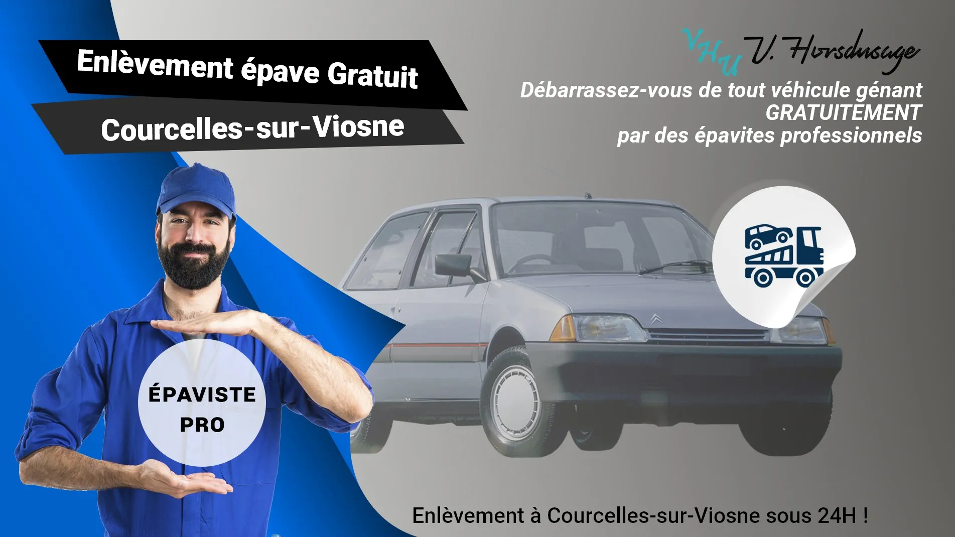 Pour un enlèvement gratuit à Courcelles-sur-Viosne, contactez nos épavistes agréé VHU
